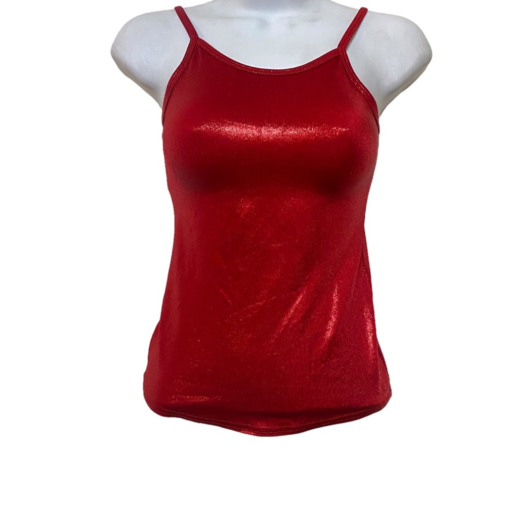 Metallic Red Tank Top Y2K Baby Tee